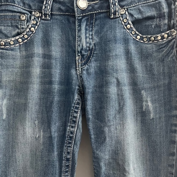 Miss Chic USA Bootcut Denim Jeans Women’s Size 5 Rhinestone Embellishments Light - Picture 2 of 7